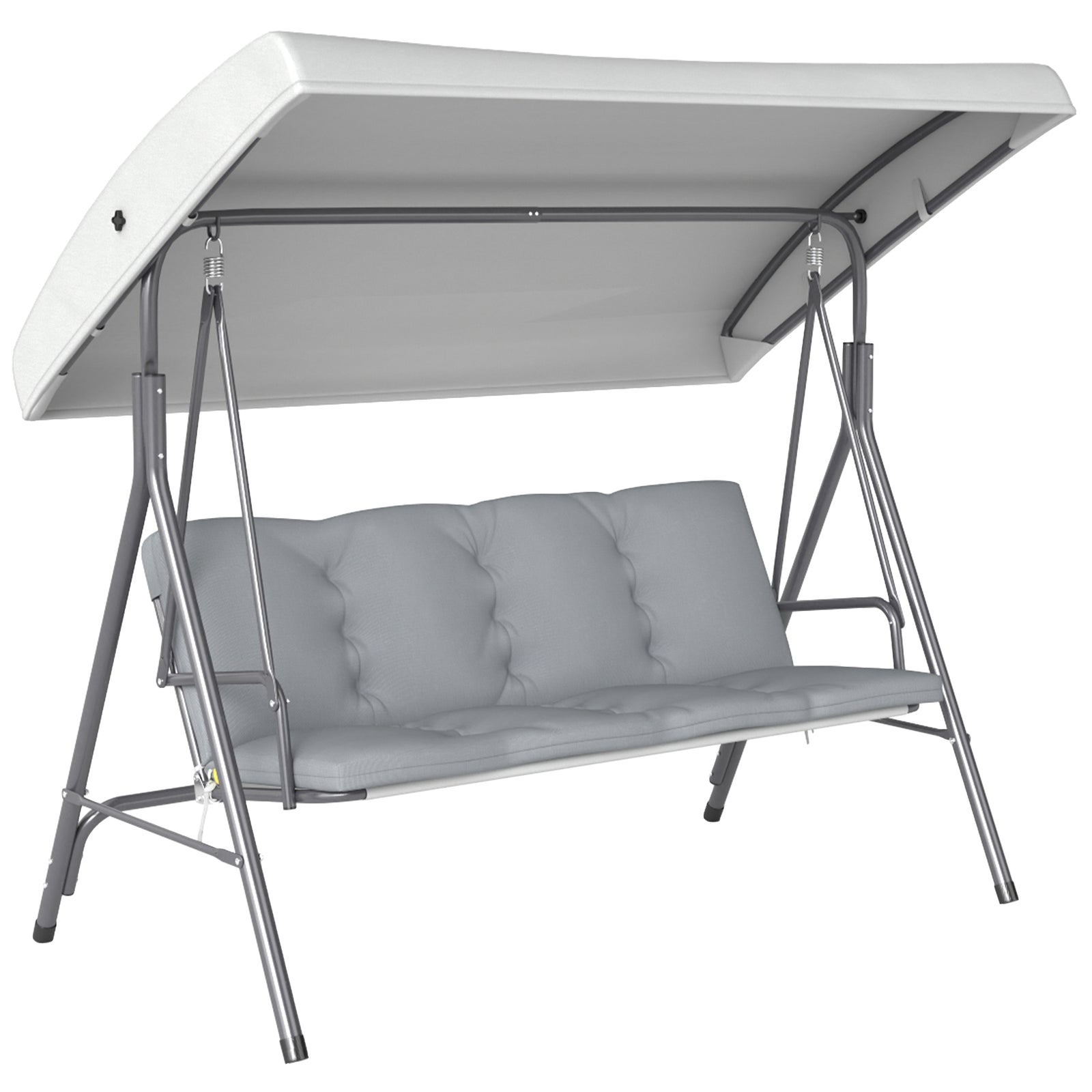 Three-Seater Garden Swing Seat - Light Grey