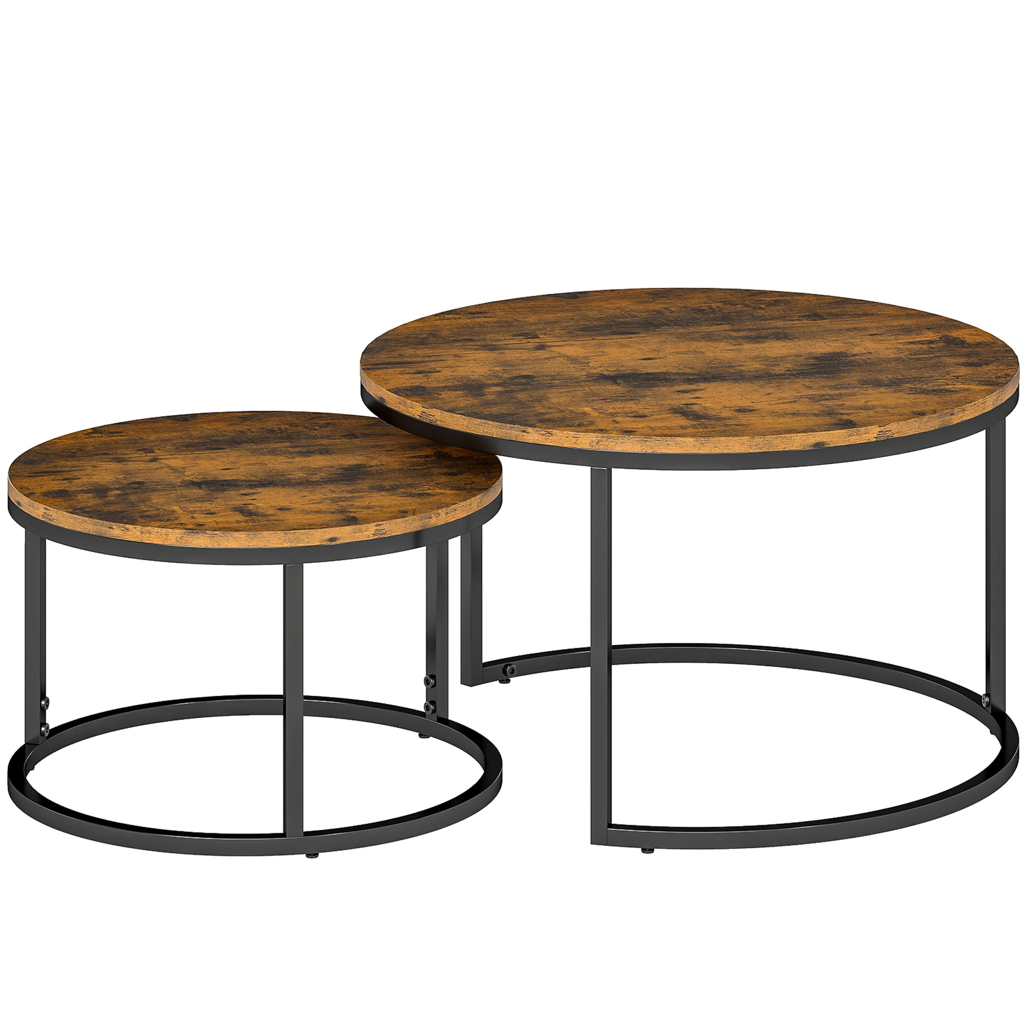 HOMCOM Set of Two Wood-Effect Stacking Tables - Rustic Brown – Modern ...