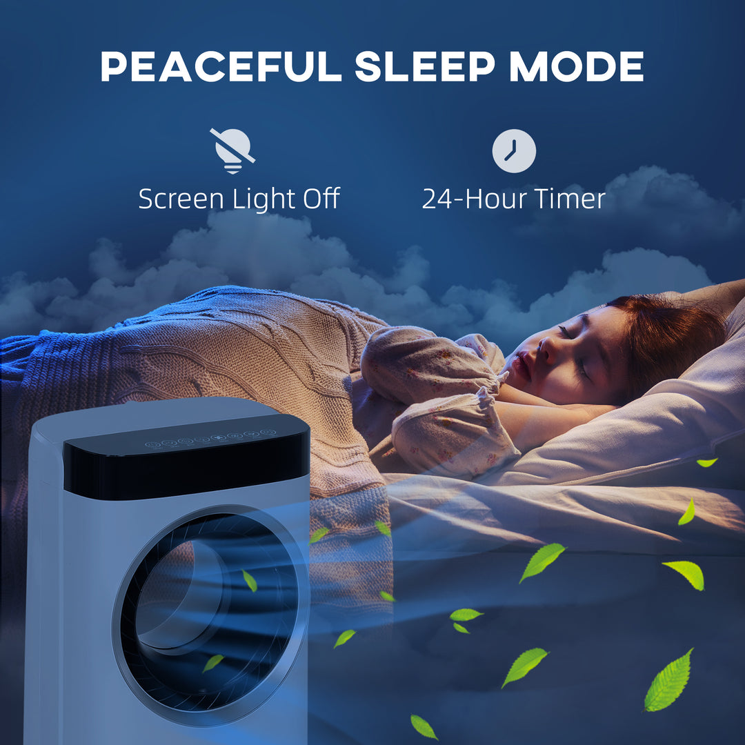 Evaporative Air Cooler, 6.5L 4-in-1 Bladeless Portable Cooler, Fan, Humidifier, Air Clean Anion with Oscillation, 6 Speeds, 24H Timer, Sleep Mode, 2 Ice Packs, Wheels, Remote, for Home Office