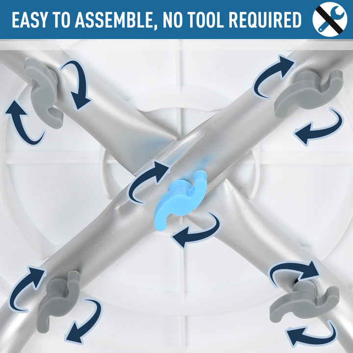 MCL 360° Swivel Shower Chair, Height Adjustable Aluminium Shower Stool with Non-Slip Feet for Disabled, Elderly, Light Blue