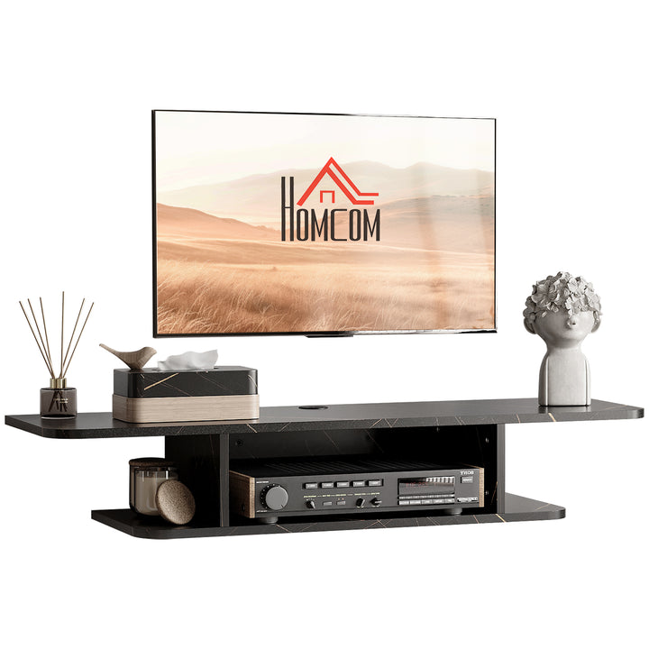 HOMCOM Floating TV Unit Stand for TVs up to 40", Wall Mounted Media Console with Storage Shelf, Entertainment Center, Black | Aosom UK