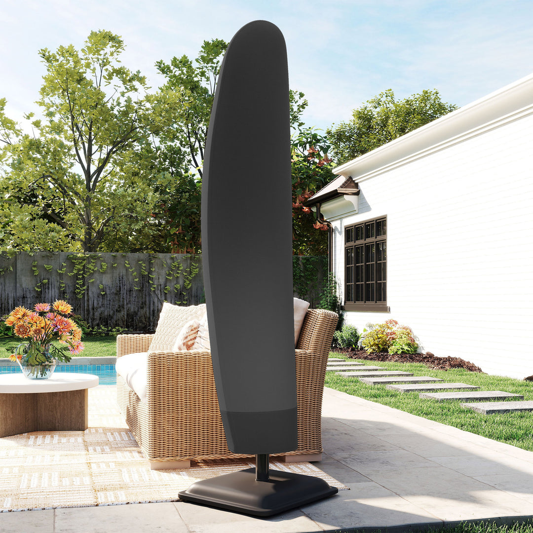 Outsunny Parasol Cover, 600D Oxford Cantilever Umbrella Cover Fit for 2-4m Parasol, Banana Umbrella Protector with Zipper for Outdoor Garden, Patio, Black