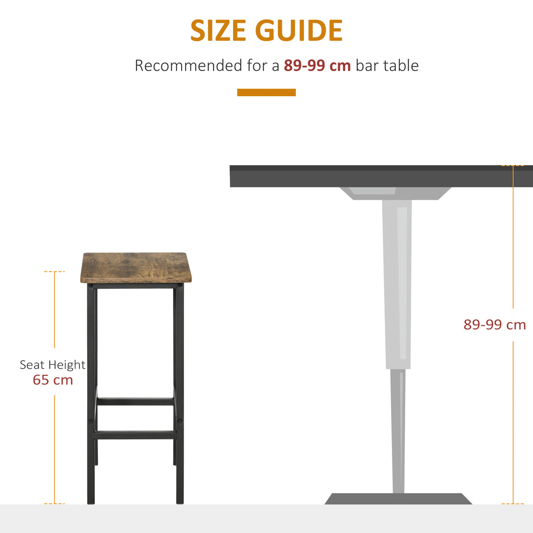 Industrial Bar Stools, Set of 2 Kitchen Breakfast Bar Chairs with Footrest, Counter Height Island Stools for Dining Area, Home Pub, Rustic Brown