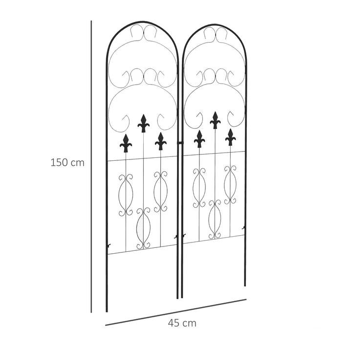 Metal Trellis Set of 2, Garden Trellis for Climbing Plants Support Frames, Scrolls Design