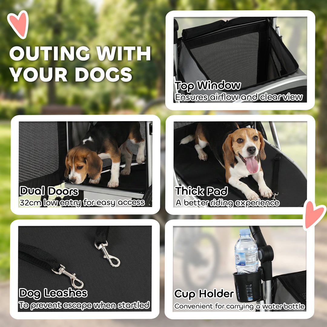 Dog Stroller, Easy Folding Pet Stroller for Small and Medium Dogs with