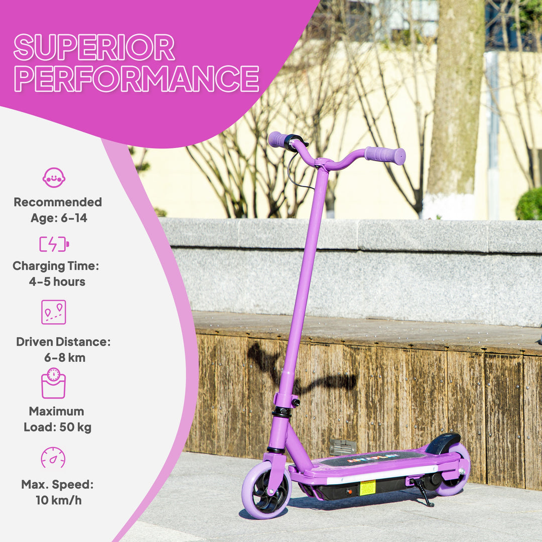 Electric Scooter for Ages 6-14, with Colourful Light and Electric Brake, Electric Scooter E Scooter, Up to 10 KM/H & 8 KM, Purple