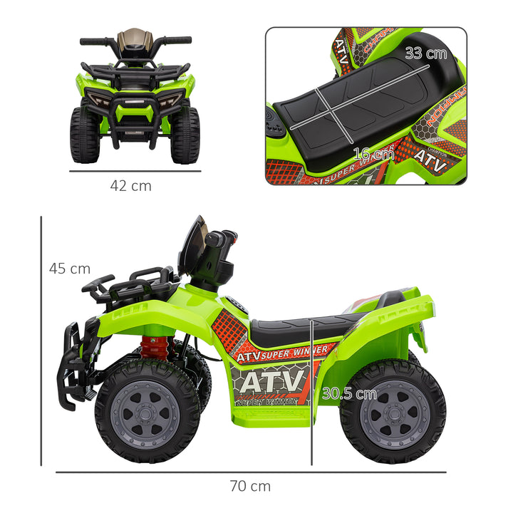 HOMCOM Kids Ride-on Four Wheeler ATV Car with Real Working Headlights, 6V Battery Powered Motorcycle for 18-36 Months, Green | Aosom UK