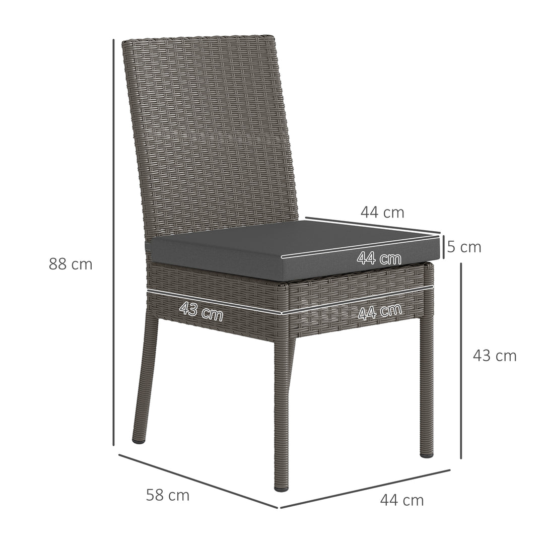 Set of Two Armless Rattan Garden Chairs - Dark Grey