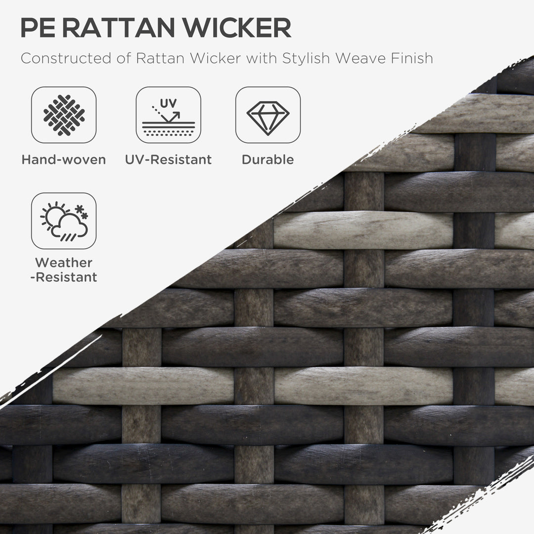 MCL Armless Rattan Garden Chair, Outdoor Rattan Chair with Cushions, PE Wicker Garden Furniture with Steel Frame, Adjustable Footpads for Garden, Terrace, Deep Grey