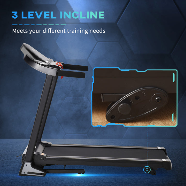 Folding Treadmill, 2.0HP Incline Treadmill Running Machine, 12.8 km/h, with LED Display, Manual Incline, 12 Preset Programs, Drink & Phone Holder for Home Gym Fitness