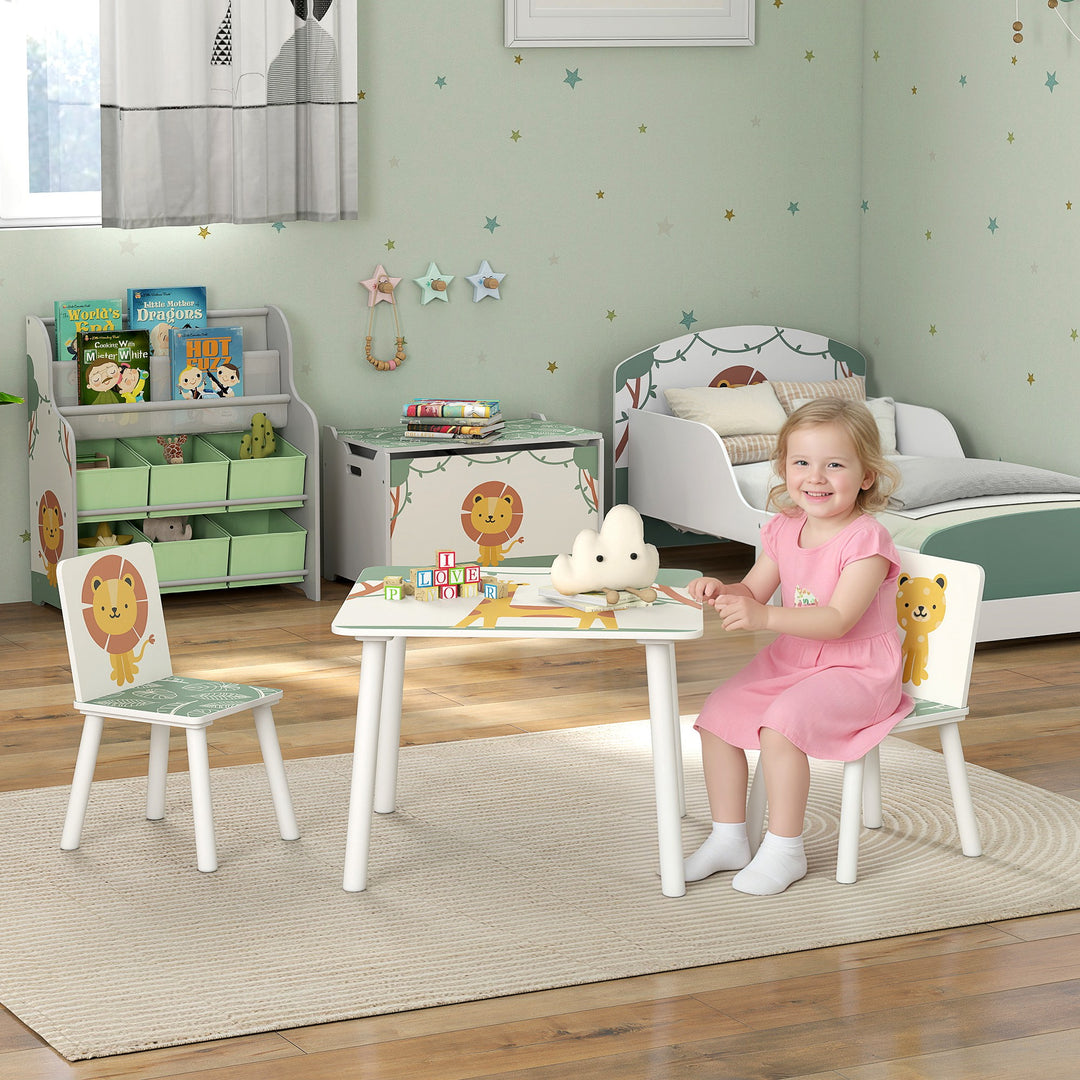 AIYAPLAY 3-Piece Toddler Table and Chair Set, Kids Table with 2 Chairs Set for Bedroom, Nursery, Playroom, Green