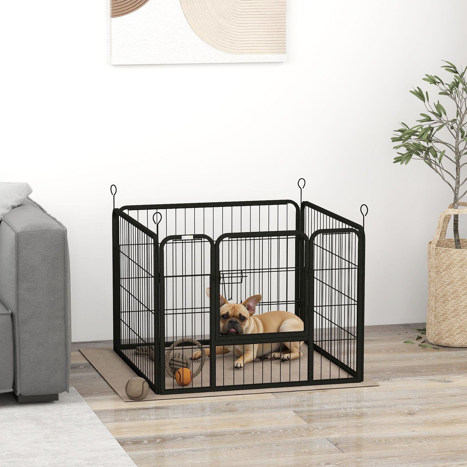 Heavy Duty Dog Playpen, 4 Panel Puppy Pen, Foldable Dog Kennel Both Indoor Outdoor Use Collapsible Design 82L x 82W x 60H (cm)