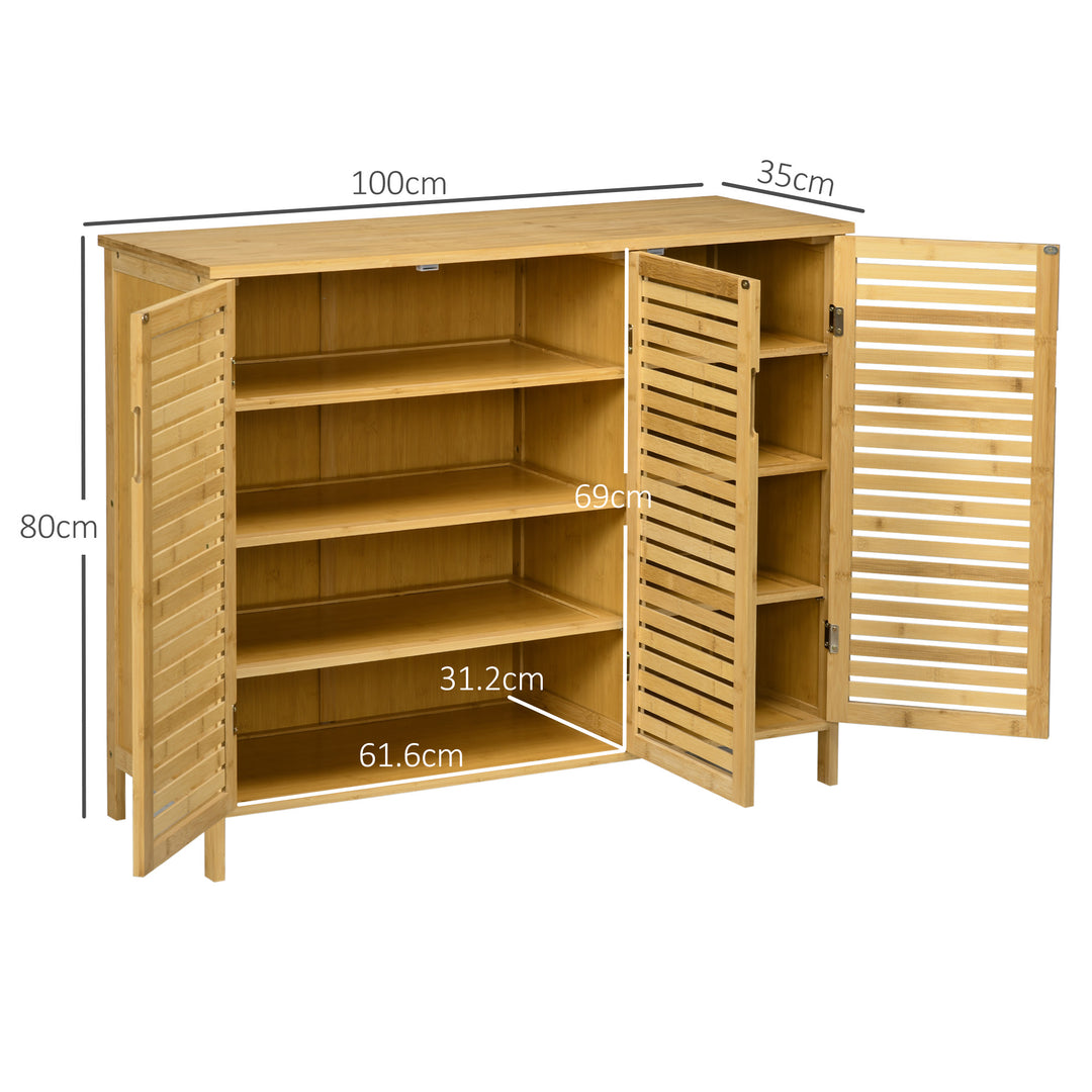 Rustic Shoe Cabinet, 3 Door Shoe Storage Cabinet with 8 Shelves