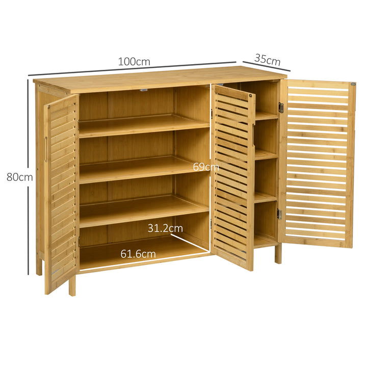 Rustic Shoe Cabinet, 3 Door Shoe Storage Cabinet with 8 Shelves
