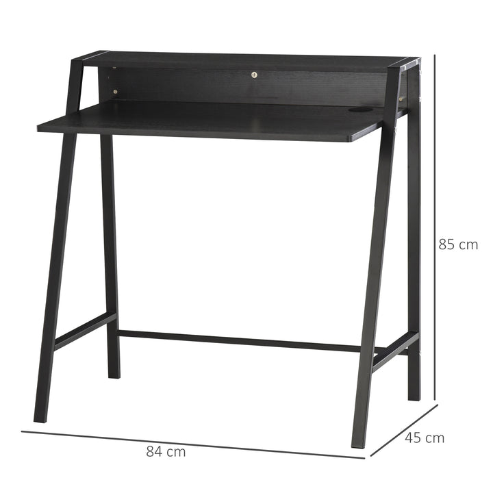 HOMCOM Computer Desk, Black, Home Office Writing Table Workstation with Storage Shelf, Ideal for PC Laptop | Aosom UK