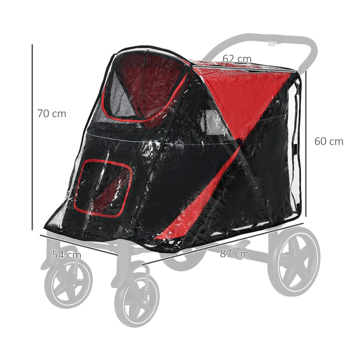 PawHut Dog Stroller with Rain Cover, Large Medium Pet Pram Buggy with Rear Entry, Durable & Waterproof, Grey