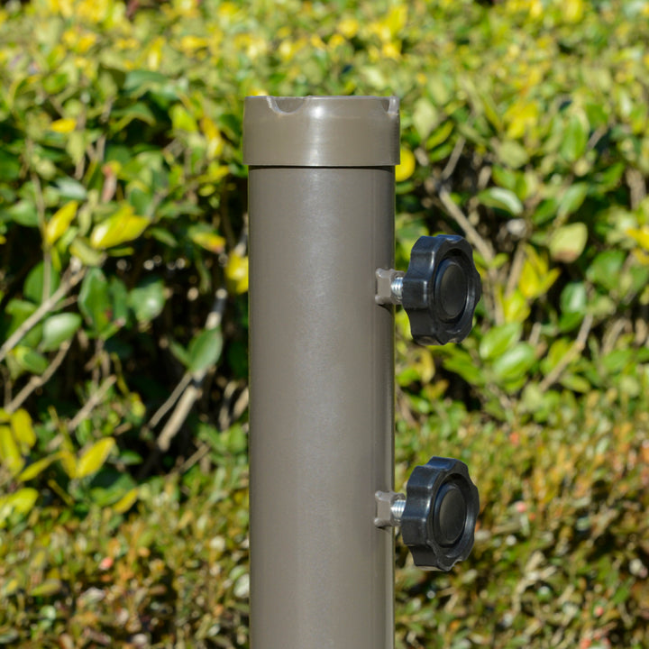 MCL 2.7m Banana Parasol Cantilever Umbrella with Crank Handle, Double Tier Canopy and Cross Base for Outdoor, Hanging Sun Shade, Green