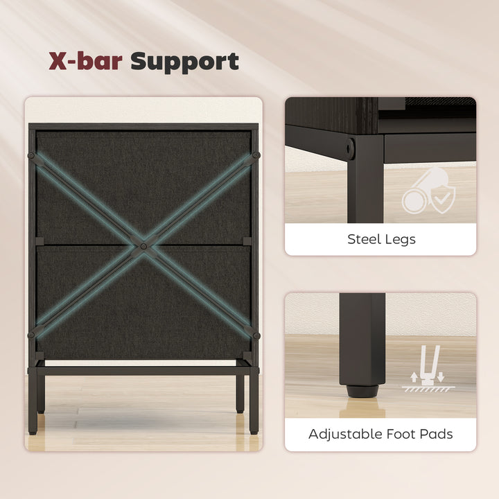 Chest of Drawers, Dresser with 2 Fabric Drawers and Aluminium Handles 
