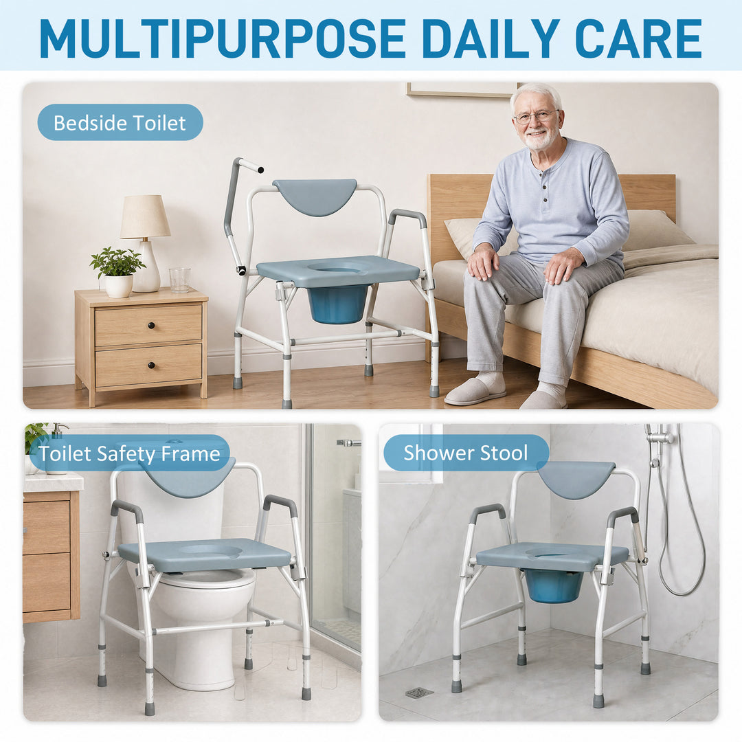 Height Adjustable Bedside Commode, Heavy Duty Commode Toilet Chair - view 6