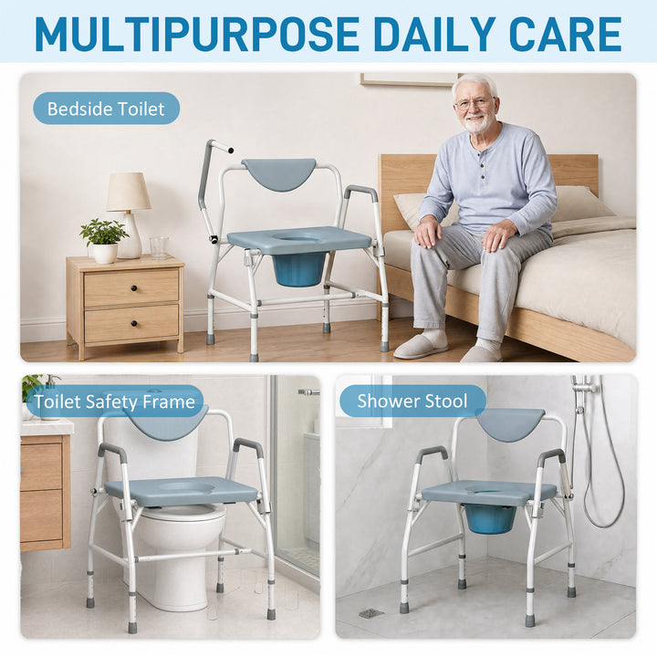 Height Adjustable Bedside Commode, Heavy Duty Commode Toilet Chair - view 6