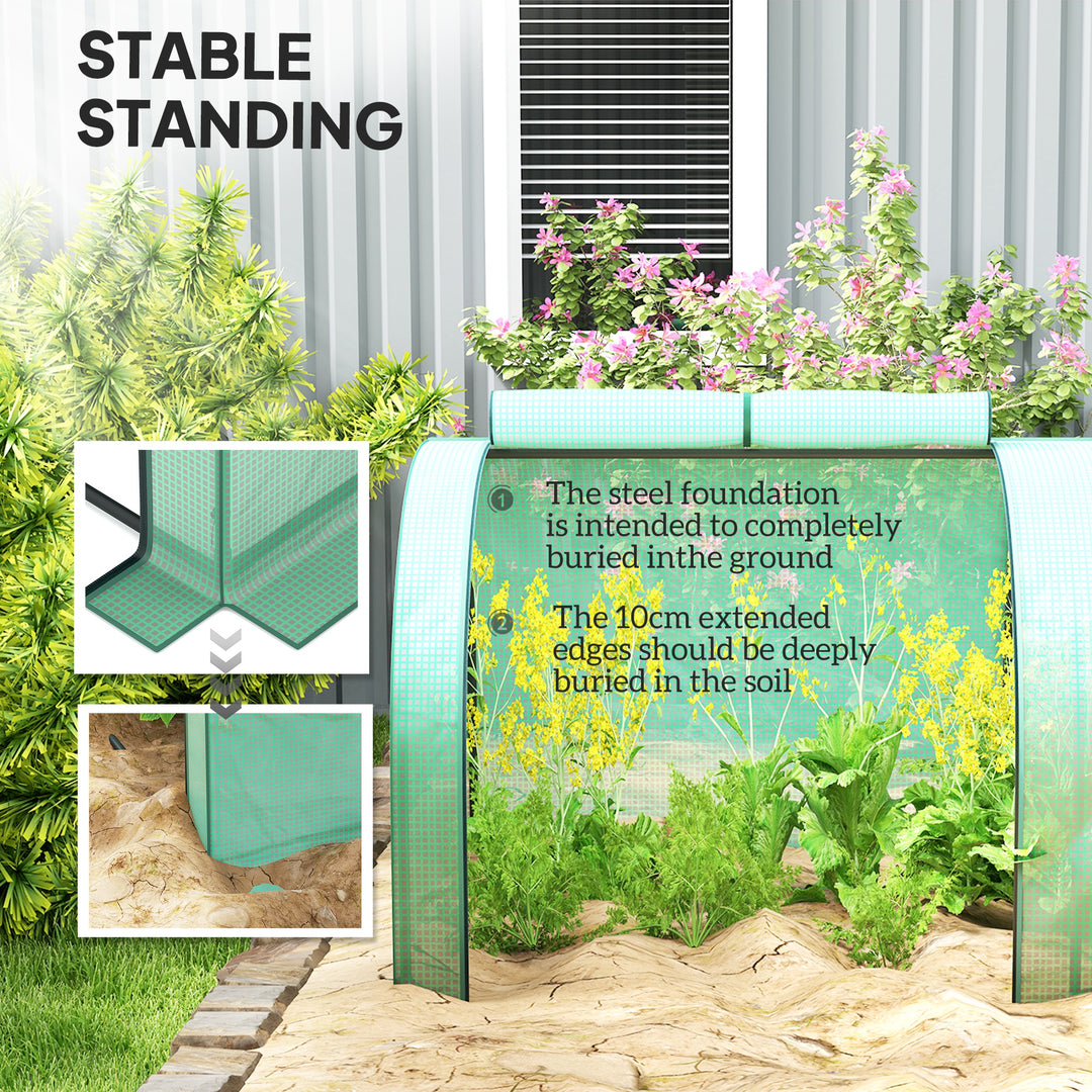 Mini Greenhouse, Small Polytunnel Green House with Zipped Doors, Steel Frame for Garden Backyard, 395 x 100 x 80cm, Green