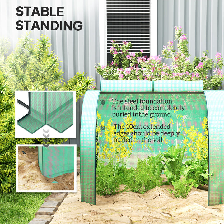 Mini Greenhouse, Small Polytunnel Green House with Zipped Doors, Steel Frame for Garden Backyard, 395 x 100 x 80cm, Green