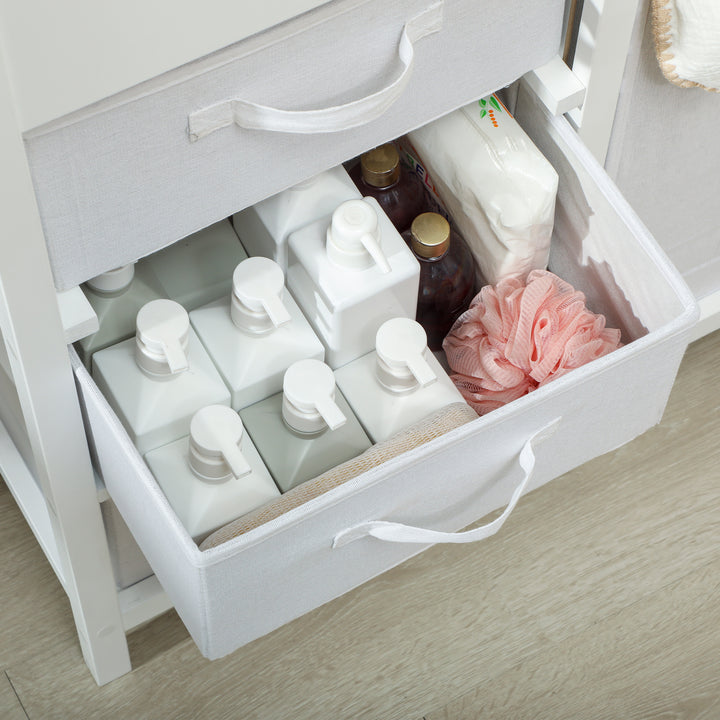 AIYAPLAY Baby Changing Unit with 4 Storage Drawers, Mat for Bedroom Nursery, 84 x 84.5 cm, White