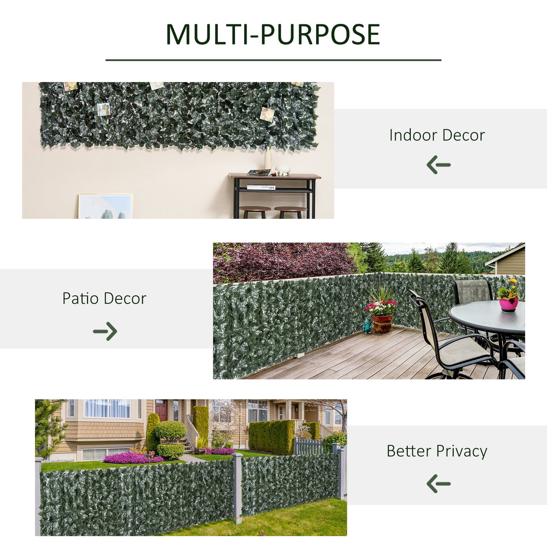 Outsunny Artificial Leaf Screen Panel, 2.4x1 m-Dark Green | Aosom UK