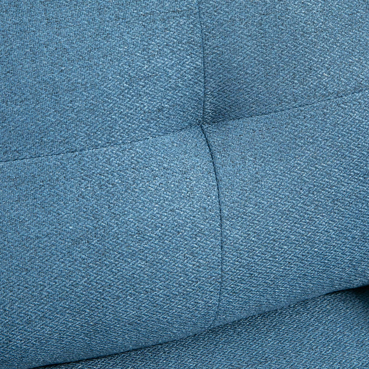 Modern One Seater Sofa, Button Tufted Armchair with Cushions and Steel Legs, Accent Chair for Living Room, Guest Room, Dark Blue