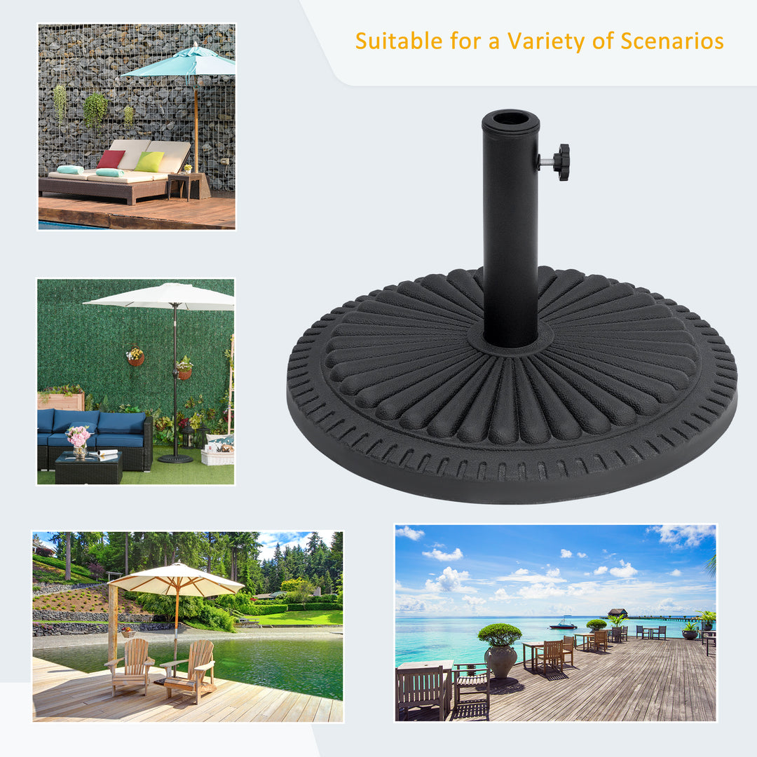 14kg Round Cement Parasol Base Umbrella Weight Stand Holder Fits Φ35mm,Φ38mm,Φ48mm Pole for Patio Outdoor Garden - Black