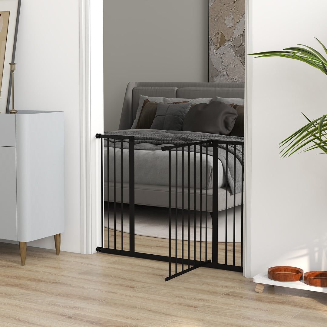 MCL Dog Gate Pet Safety Gate Stair Barrier Pressure Fit Adjustable 76-82/86-97/101-107 cm, Black