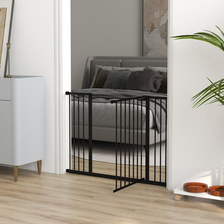 MCL Dog Gate Pet Safety Gate Stair Barrier Pressure Fit Adjustable 76-82/86-97/101-107 cm, Black