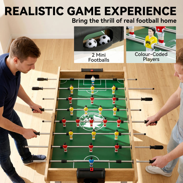 4ft Table Football, Foosball Game Table with 22 Players, 2 Balls and M