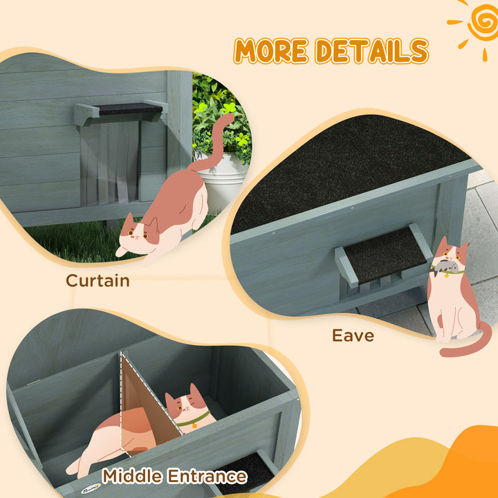 Feral Cat House, Wooden Insulated with Removable Floor, Water-Resistant Openable Roof - Charcoal Grey