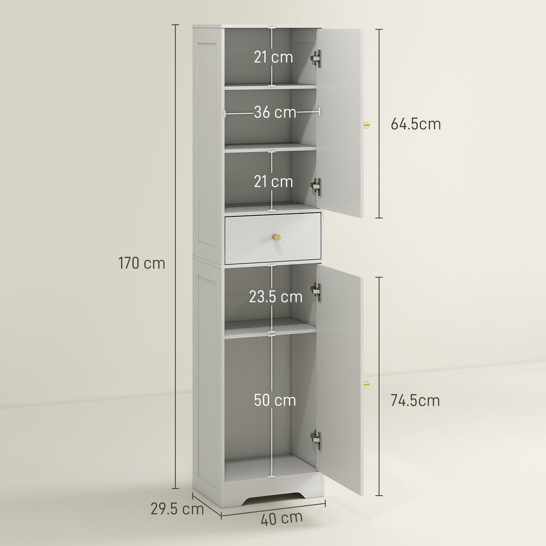Tall Bathroom Cabinet with Arched Doors - White