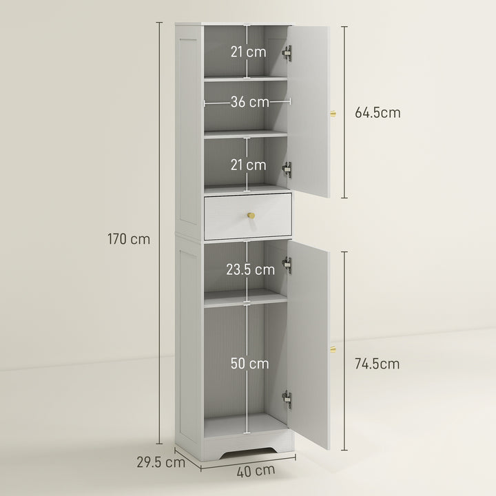 Tall Bathroom Cabinet with Arched Doors - White