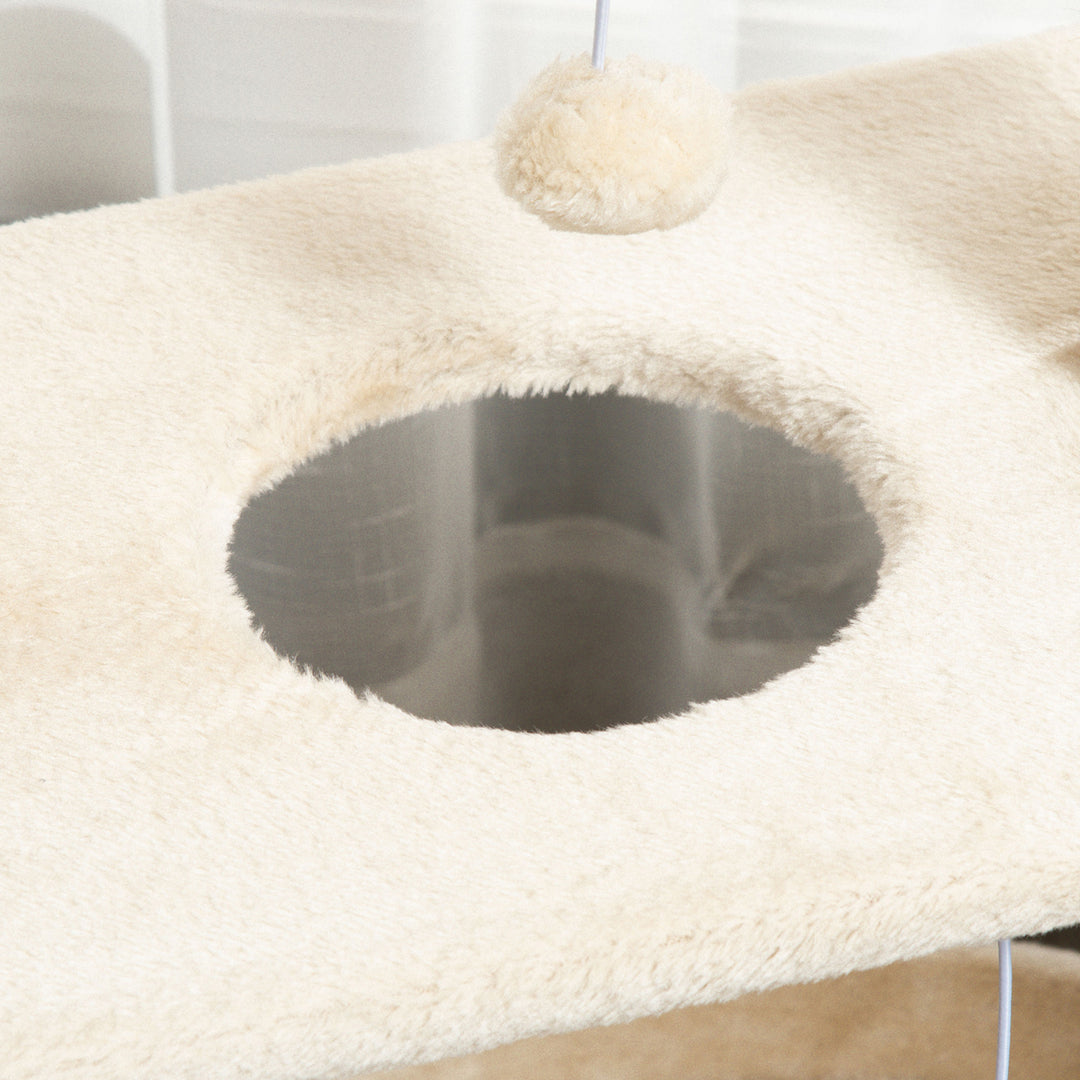 Cat Tree Tower, with Scratching Posts, Pad, Bed, Perch, Toy Ball - Light Brown