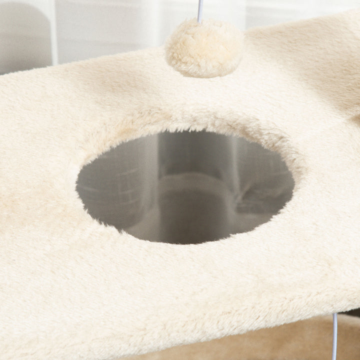 Cat Tree Tower, with Scratching Posts, Pad, Bed, Perch, Toy Ball - Light Brown