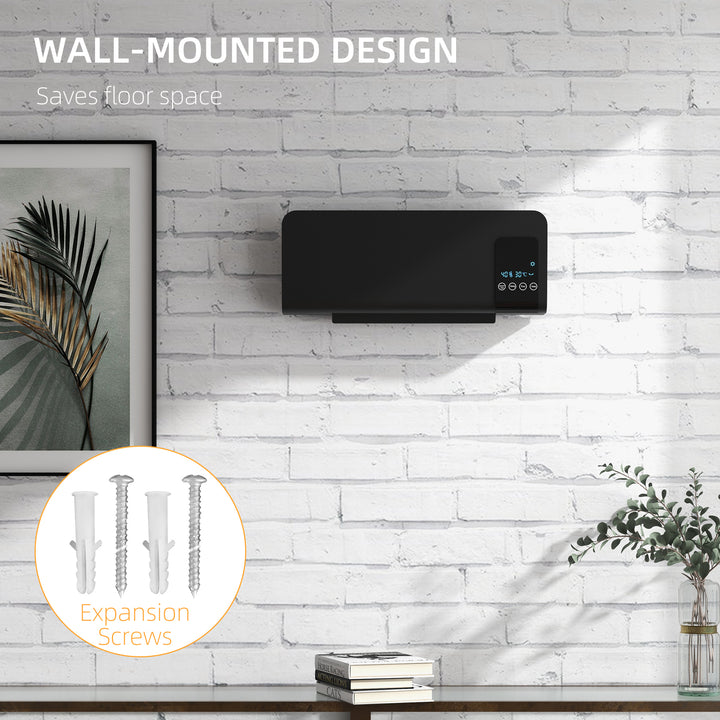 HOMCOM 2000W Wall Mounted Heater, 18-45°C Temperature, Black