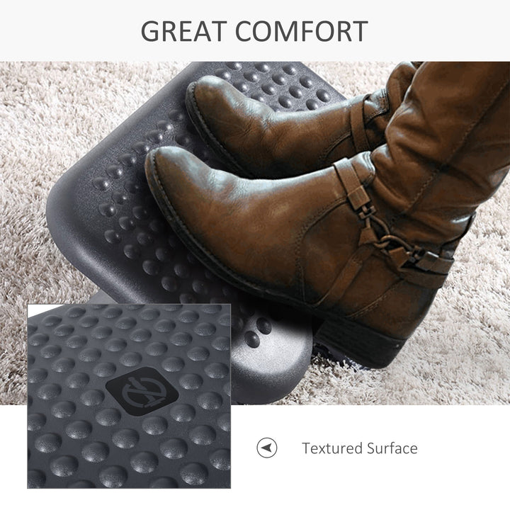 Footrest Adjustable Height & Angle Tilting Platform Home Office Foot Rest Charcoal Grey