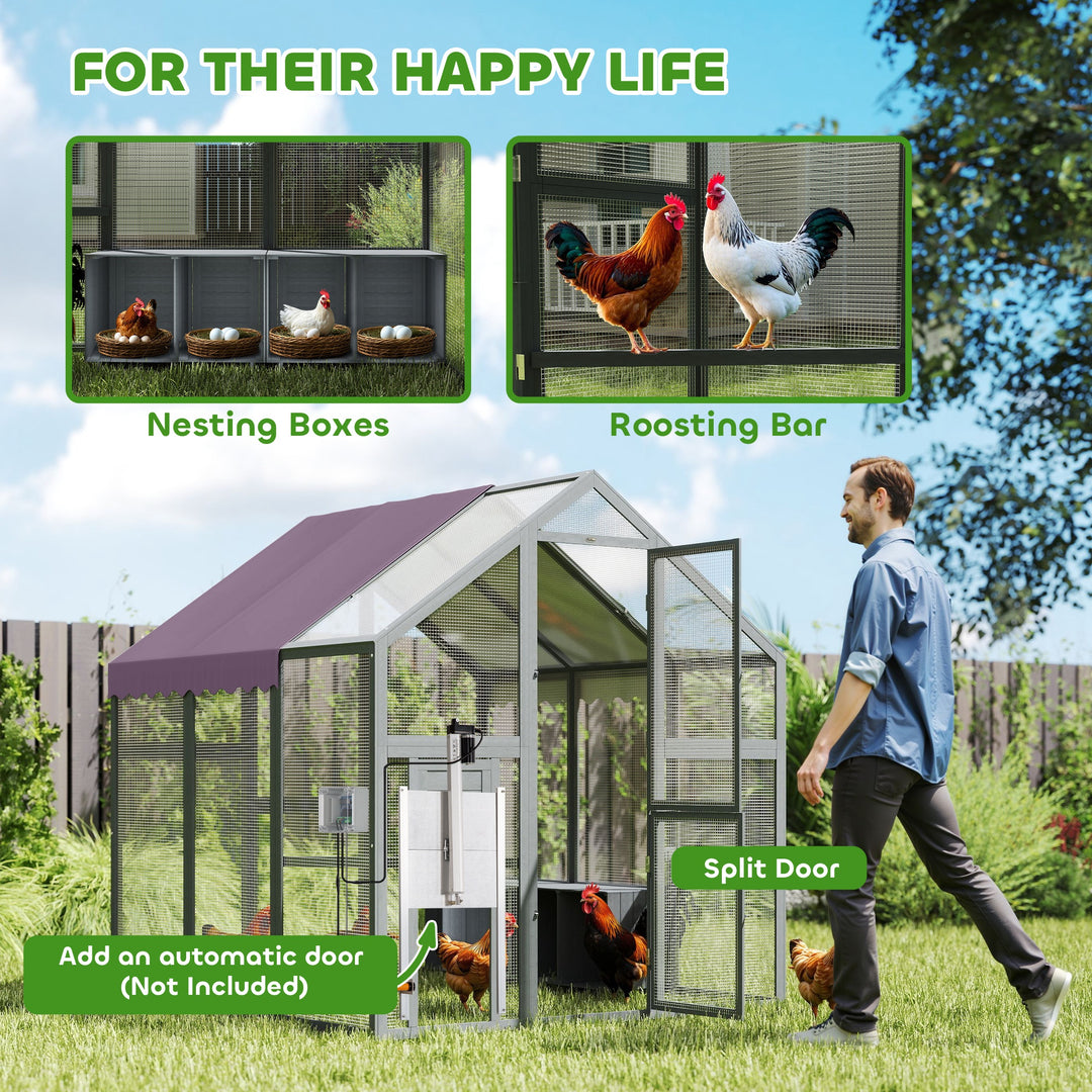 MCL Large Walk In Chicken Run with Waterproof & Anti-UV Cover, for 6-8 Chickens, for Garden, Farm, 5.5' x 6' x 6'