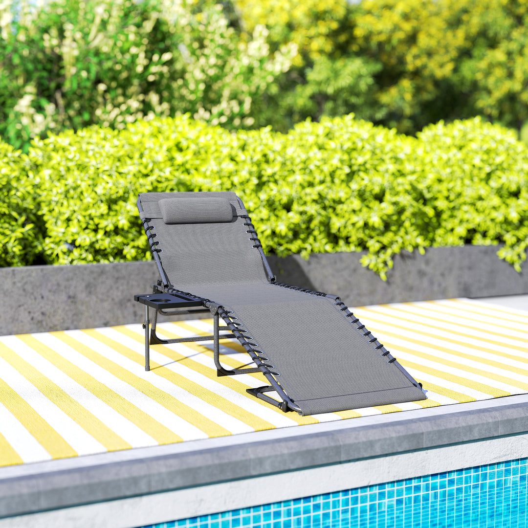 Five-Position Reclining Sun Lounger - Grey
