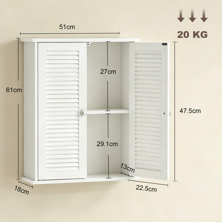 Bathroom Cabinet, Bathroom Wall Cabinet with Louvered Doors and Adjust