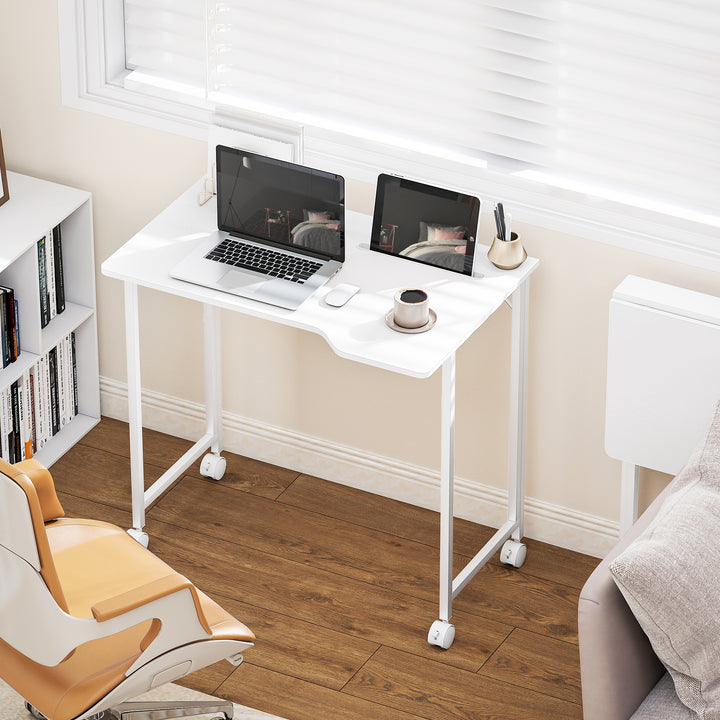 Folding Small Desk on Wheels - Black Wood Effect