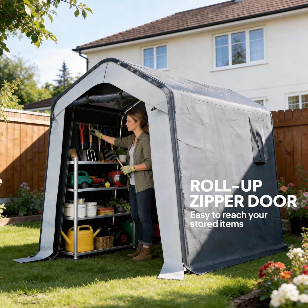 1.8 x 2.4m Garden Storage Shed Tent, Waterproof Portable Shed Shelter 
