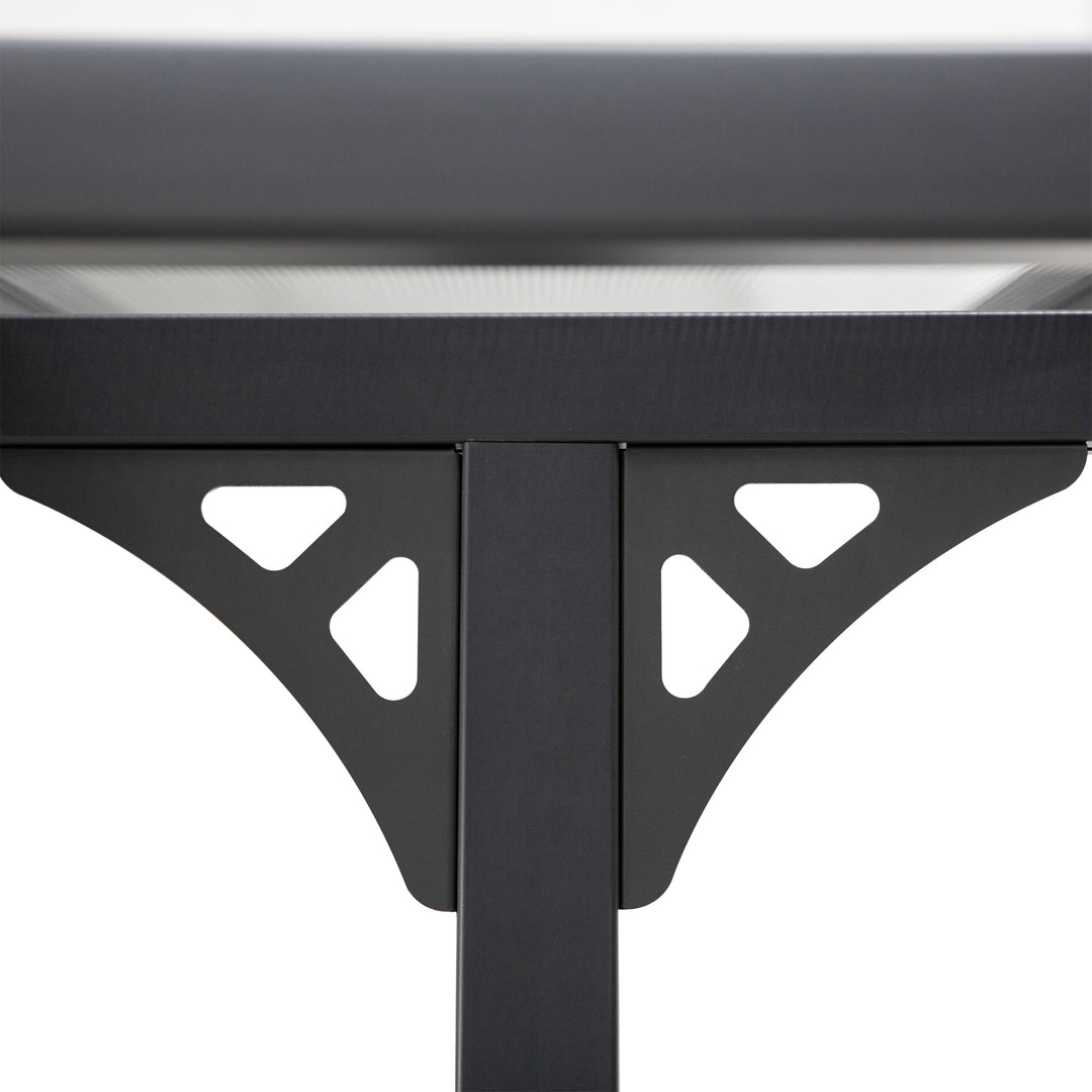 MCL 4.35 x 3m Outdoor Patio Gazebo Pergola, Retractable Pergola Canopy Aluminum Post & PC Roof,  Grey