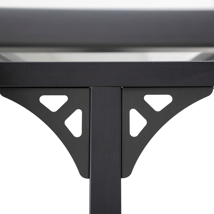 MCL 4.35 x 3m Outdoor Patio Gazebo Pergola, Retractable Pergola Canopy Aluminum Post & PC Roof,  Grey