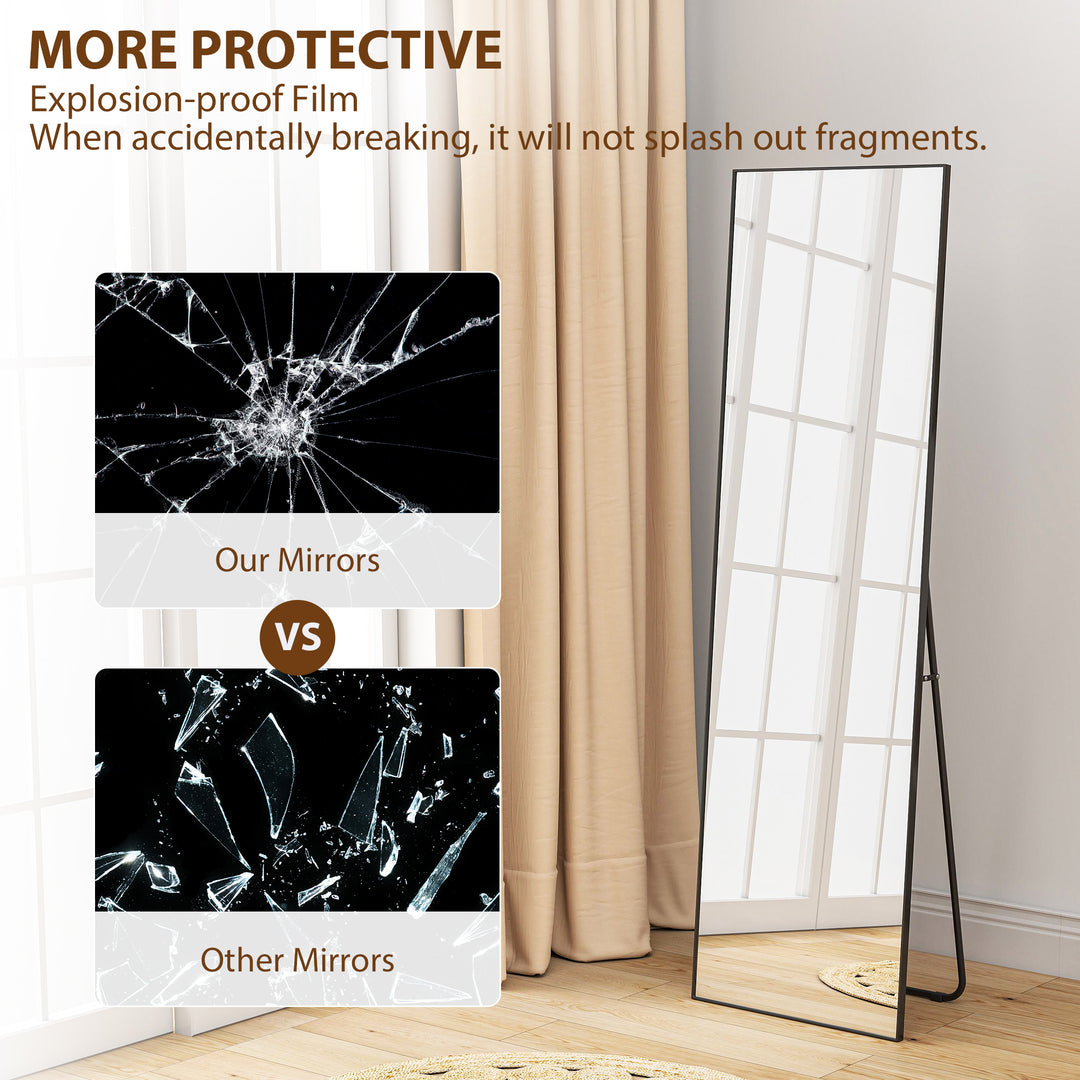Full Length Mirror, Aluminium Alloy Framed Full Body Mirror with Tempe