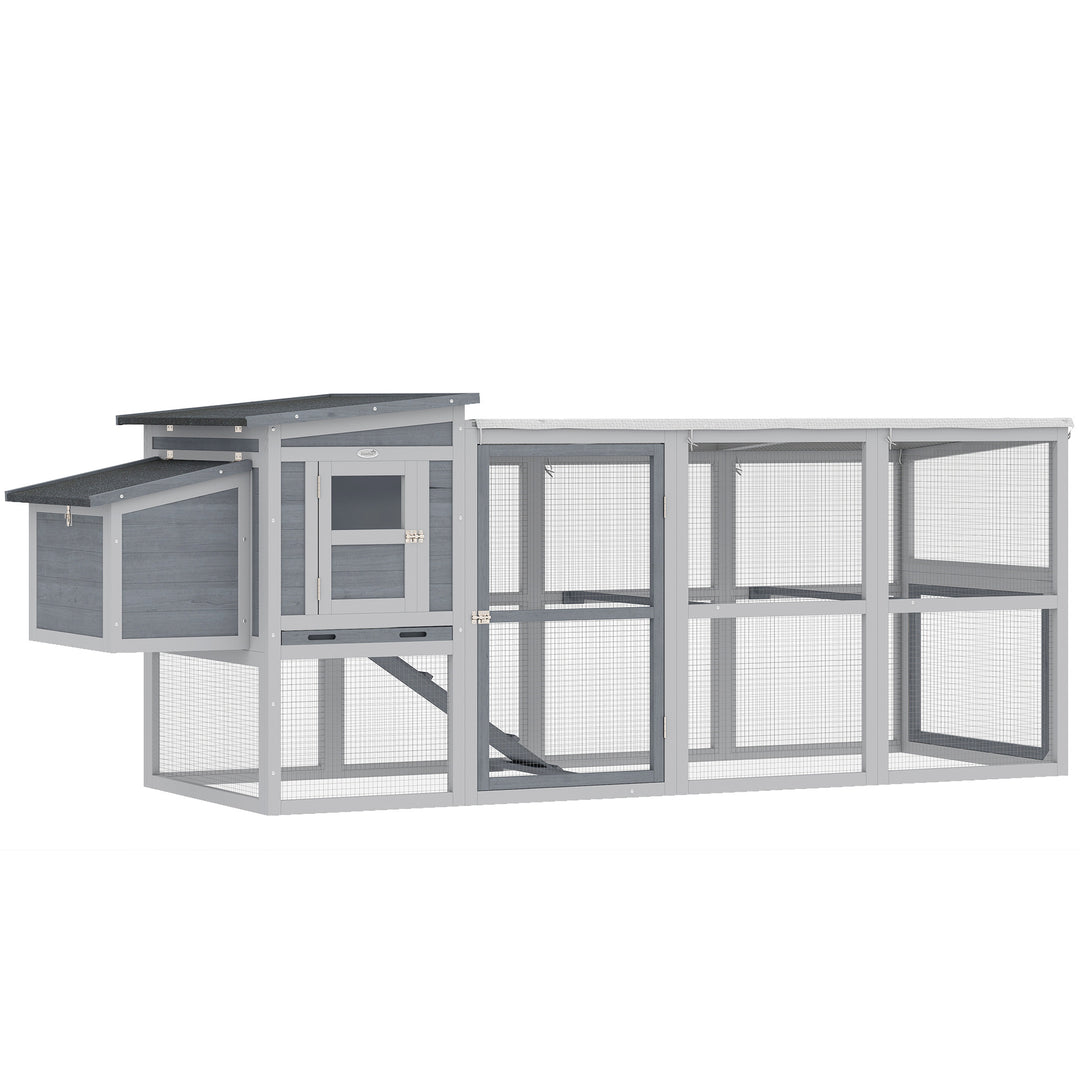 Large Chicken Coop, Wooden Hen House with Covered Run, Nesting Box, Pu