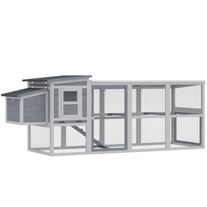 Large Chicken Coop, Wooden Hen House with Covered Run, Nesting Box, Pu
